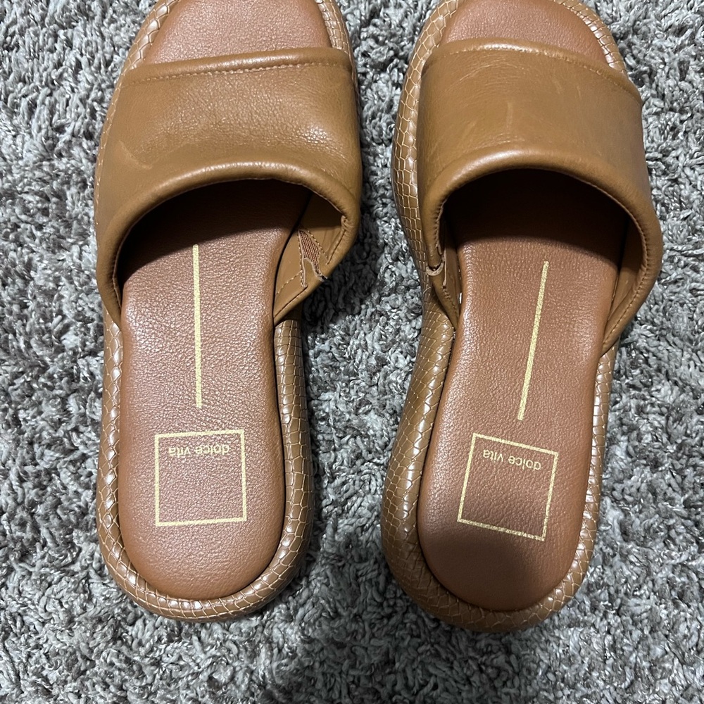 Dolce Vita Brown Leather Mules Minimalist Design